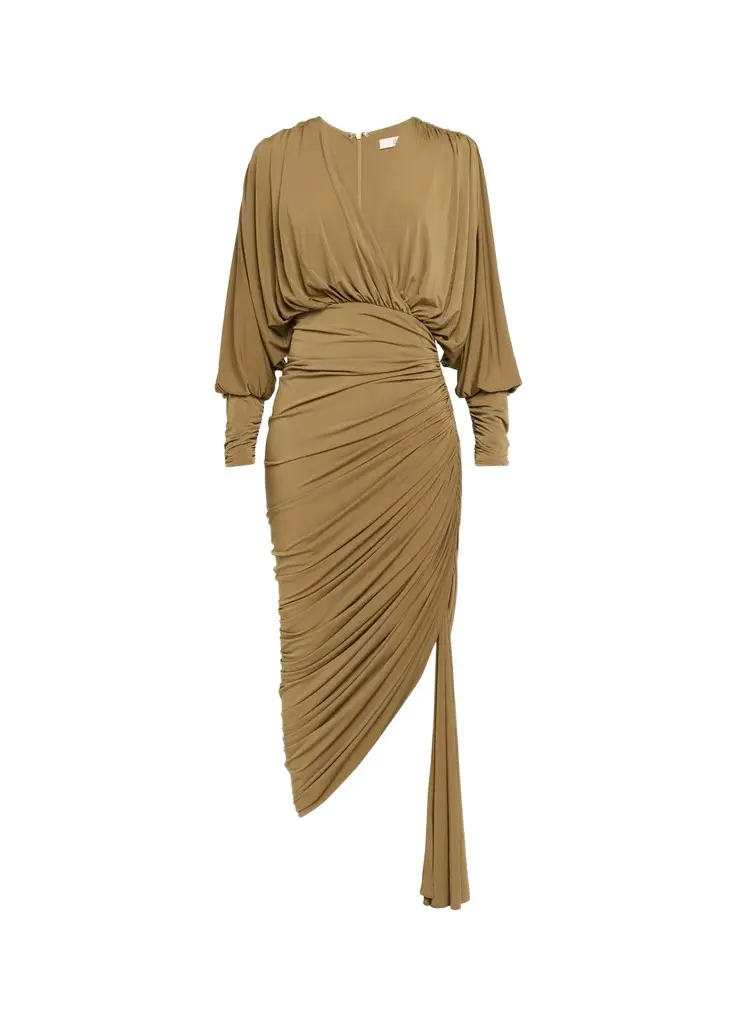 Et Ochs Gaia Draped Blouson Matte Jersey Midi Dress