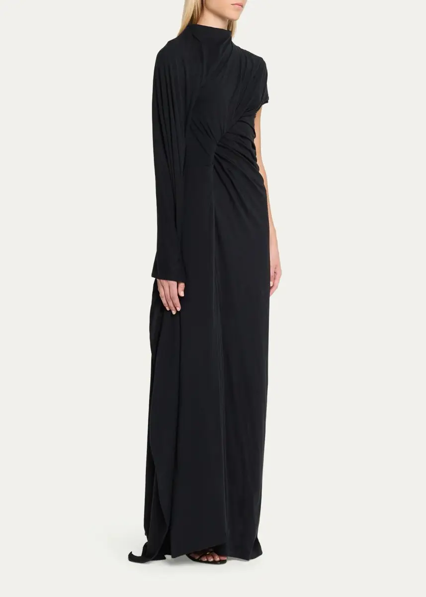 Balenciaga Asymmetric Twisted Drape Jersey Maxi Dress | Thumbnail 4 Balenciaga Asymmetric Twisted Drape Jersey Maxi Dress | Thumbnail 4