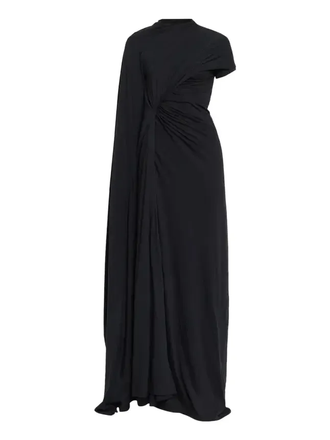 Asymmetric Twisted Drape Jersey Maxi Dress