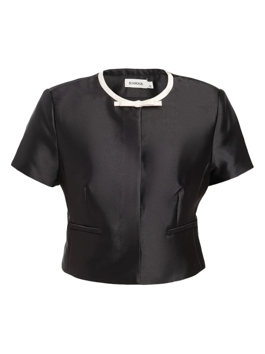 Naelle Short-Sleeve Satin Top