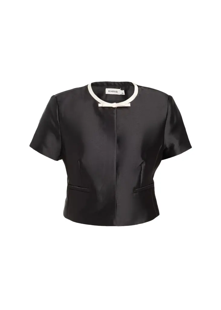 Naelle Short-Sleeve Satin Top Naelle Short-Sleeve Satin Top
