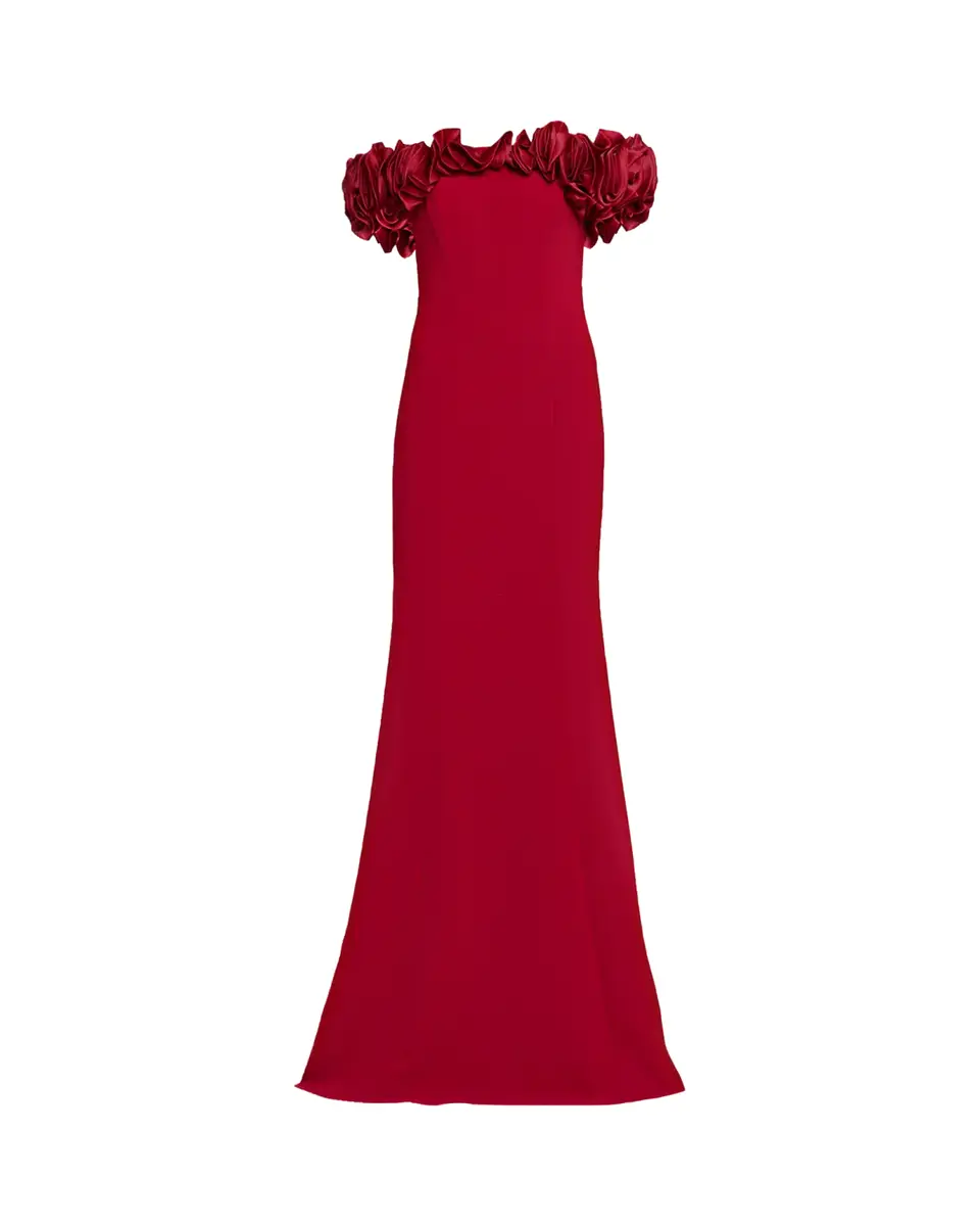Rickie Freeman for Teri Jon Ruffle Off-Shoulder Crepe Gown | Thumbnail 2 Rickie Freeman for Teri Jon Ruffle Off-Shoulder Crepe Gown | Thumbnail 2