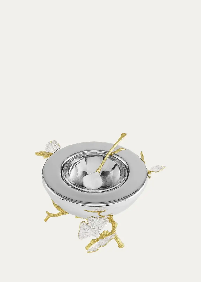 Michael Aram Butterfly Ginkgo Gold Caviar Dish with Spoon | Thumbnail 2 Michael Aram Butterfly Ginkgo Gold Caviar Dish with Spoon | Thumbnail 2