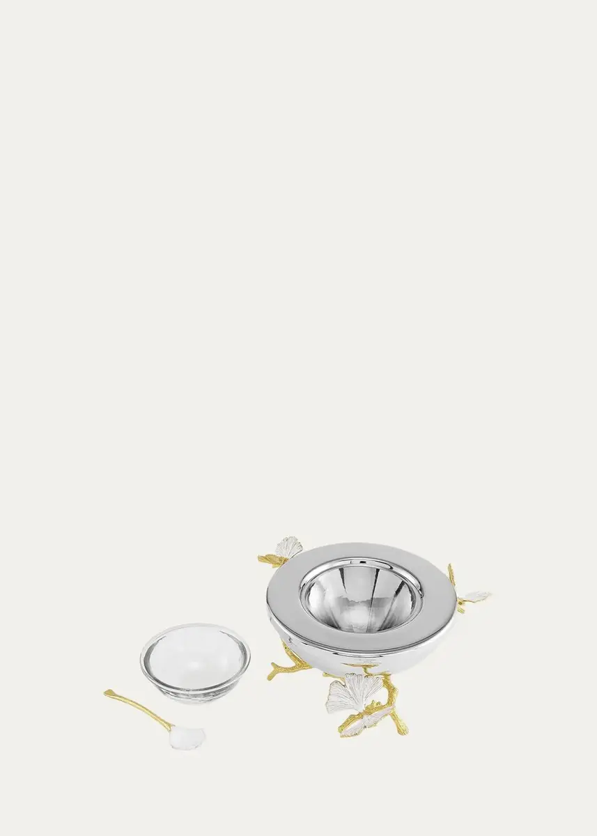 Michael Aram Butterfly Ginkgo Gold Caviar Dish with Spoon | Thumbnail 3 Michael Aram Butterfly Ginkgo Gold Caviar Dish with Spoon | Thumbnail 3