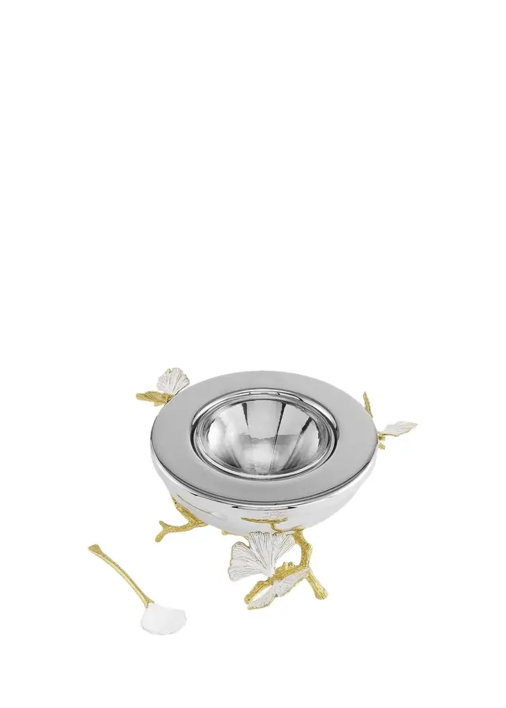 Michael Aram Butterfly Ginkgo Gold Caviar Dish with Spoon