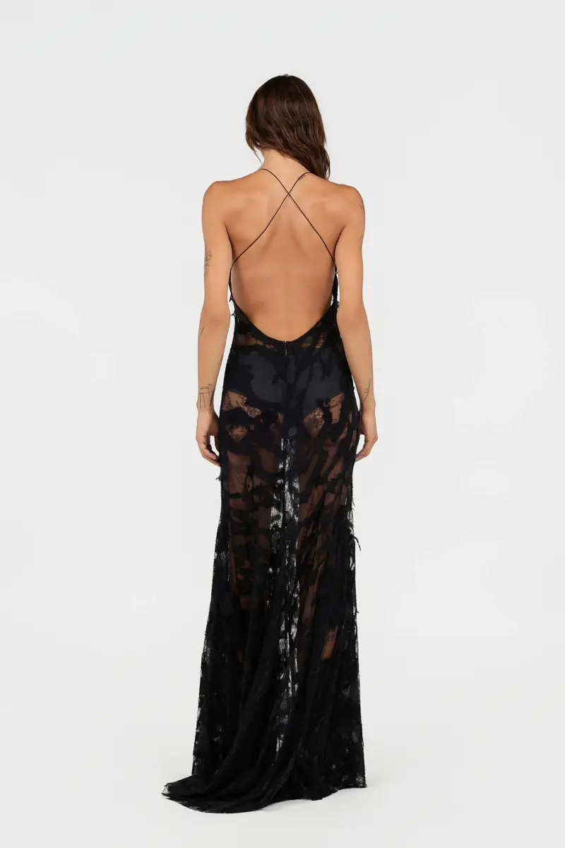 Roberto Cavalli Black Chantilly Lace Evening Dress | Thumbnail 3 Roberto Cavalli Black Chantilly Lace Evening Dress | Thumbnail 3