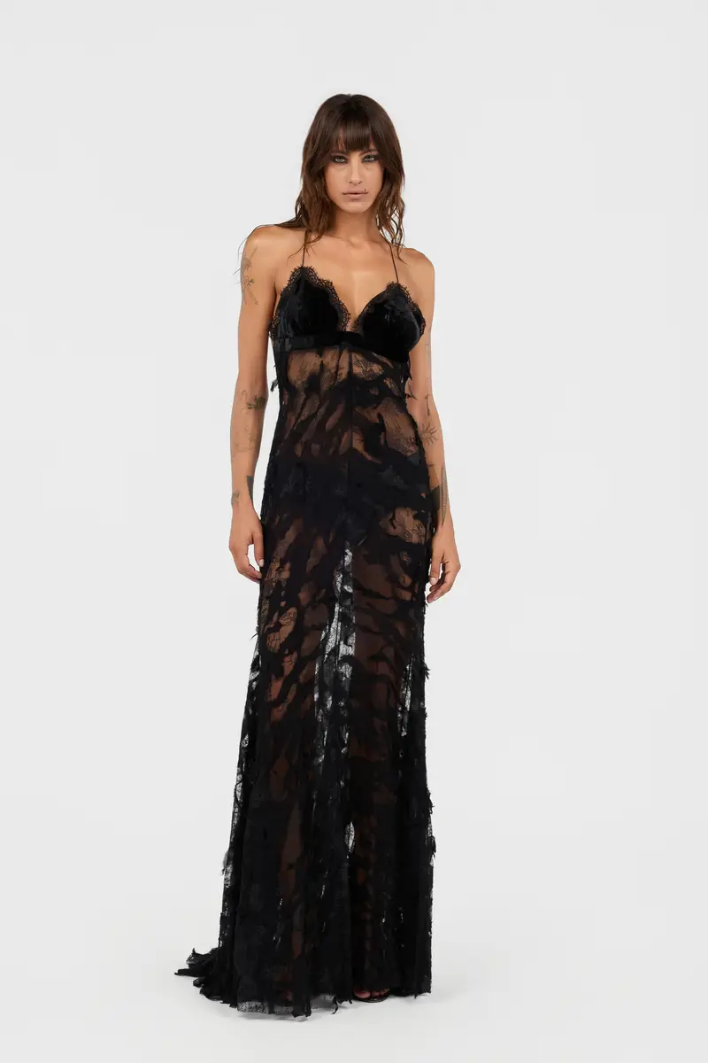 Roberto Cavalli Black Chantilly Lace Evening Dress | Thumbnail 6 Roberto Cavalli Black Chantilly Lace Evening Dress | Thumbnail 6