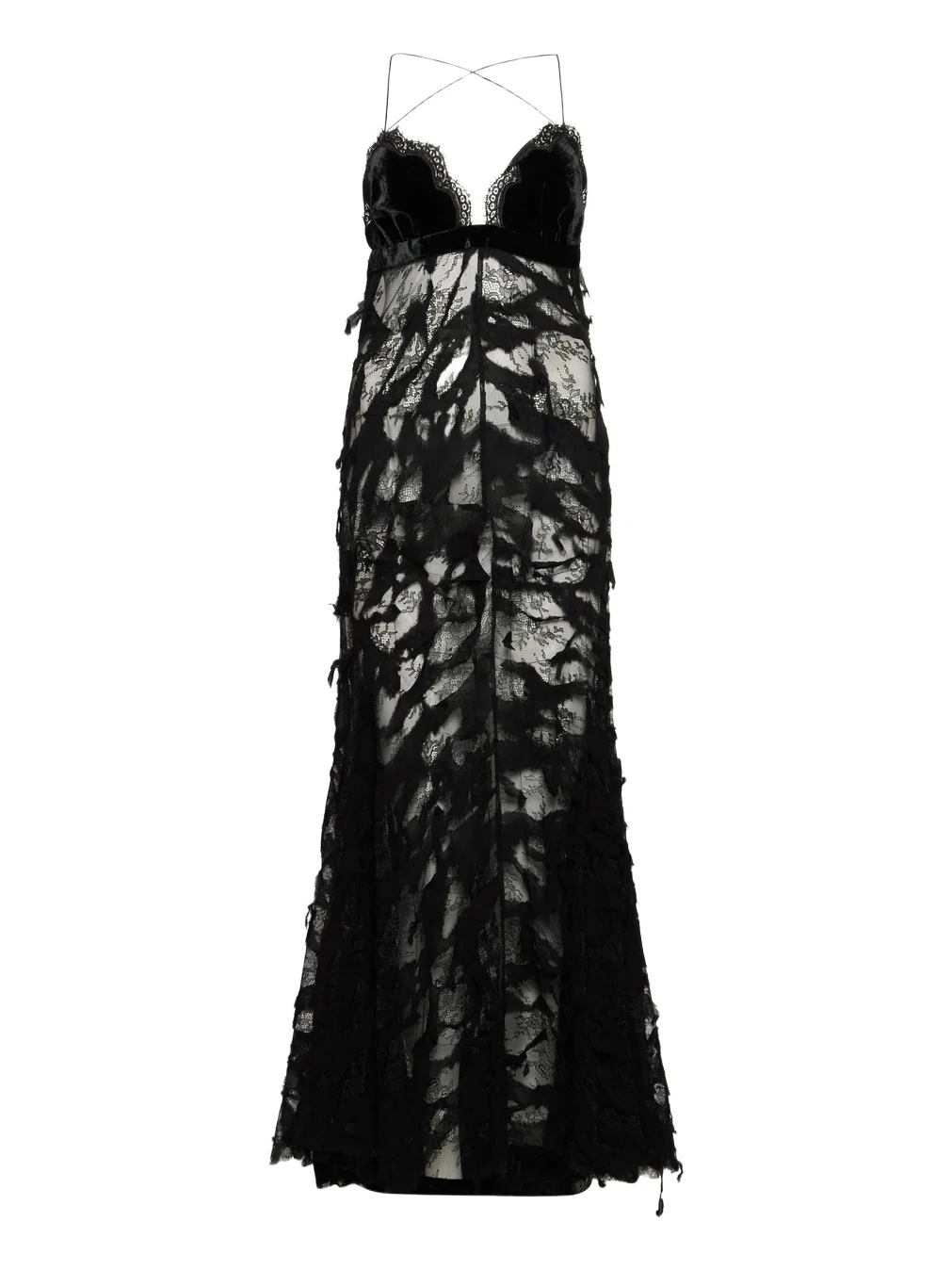 Roberto Cavalli Black Chantilly Lace Evening Dress