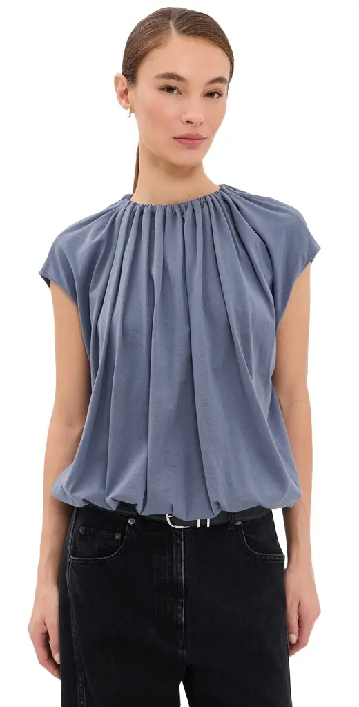Tibi Shirred Neck Circle Top