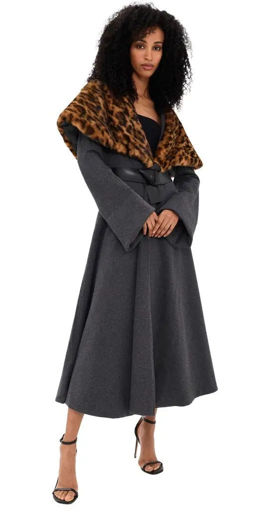 Norma Kamali Shawl Collar Peplum Coat