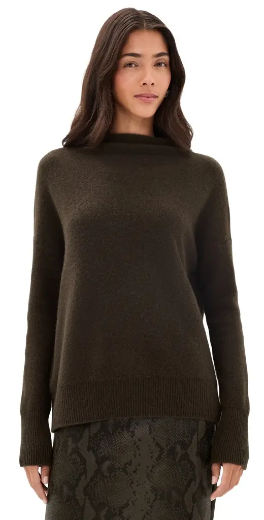 Vince Boiled Cashmere Funnel Neck Pullover