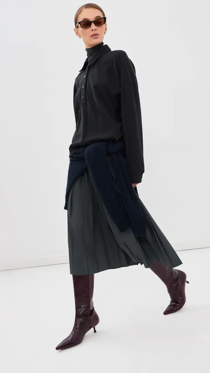 Tibi Nylon Pleated Midi Skirt | Thumbnail 4 Tibi Nylon Pleated Midi Skirt | Thumbnail 4