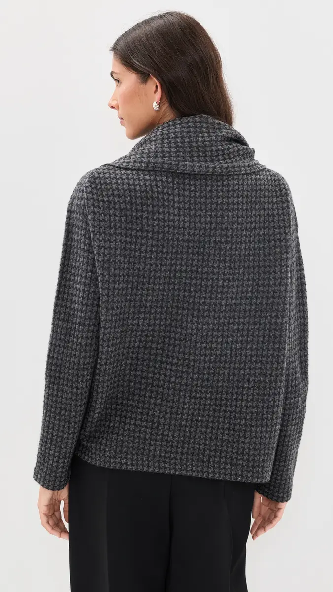 Vince Draped Scarf Houndstooth Sweater | Thumbnail 3 Vince Draped Scarf Houndstooth Sweater | Thumbnail 3