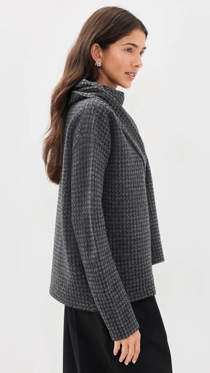 Vince Draped Scarf Houndstooth Sweater | Thumbnail 4 Vince Draped Scarf Houndstooth Sweater | Thumbnail 4