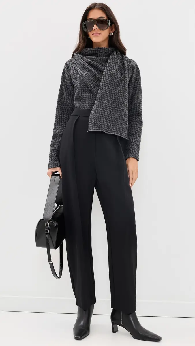 Vince Draped Scarf Houndstooth Sweater | Thumbnail 5 Vince Draped Scarf Houndstooth Sweater | Thumbnail 5