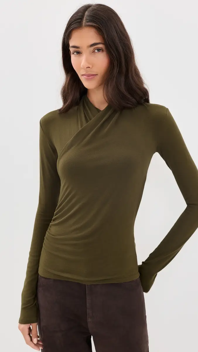 Vince Long Sleeve Fixed Wrap Top | Thumbnail 2 Vince Long Sleeve Fixed Wrap Top | Thumbnail 2