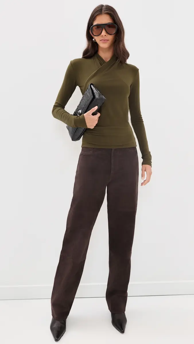 Vince Long Sleeve Fixed Wrap Top | Thumbnail 5 Vince Long Sleeve Fixed Wrap Top | Thumbnail 5