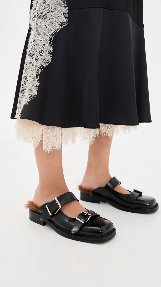 Simone Rocha Faux Fur Lined Buckle Mary Jane Mules | Thumbnail 3 Simone Rocha Faux Fur Lined Buckle Mary Jane Mules | Thumbnail 3