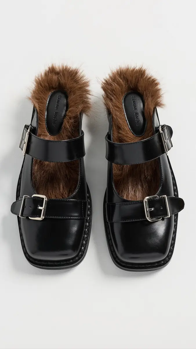 Simone Rocha Faux Fur Lined Buckle Mary Jane Mules | Thumbnail 5 Simone Rocha Faux Fur Lined Buckle Mary Jane Mules | Thumbnail 5