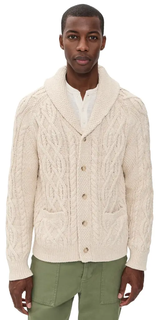 Polo Ralph Lauren Aran Cable Cotton Shawl Collar Cardigan