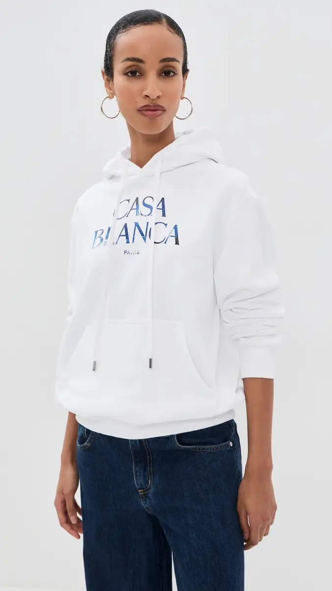 Casablanca White Stacked Logo Hoodie | Thumbnail 2 Casablanca White Stacked Logo Hoodie | Thumbnail 2