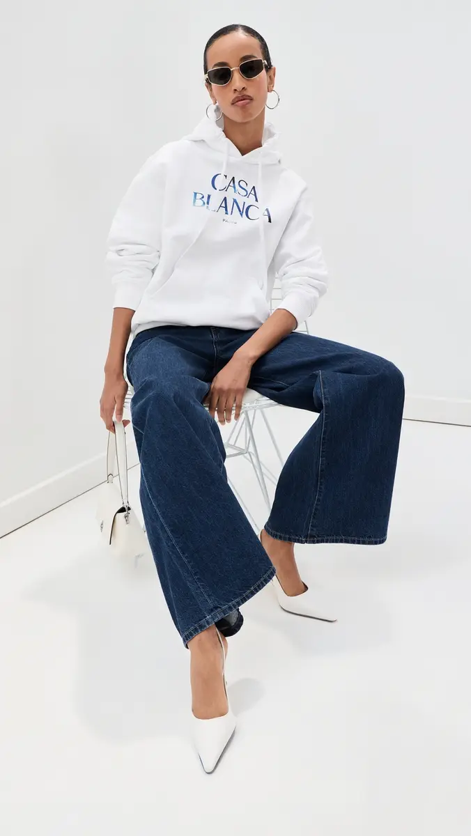 Casablanca White Stacked Logo Hoodie | Thumbnail 5 Casablanca White Stacked Logo Hoodie | Thumbnail 5