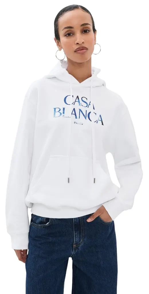 Casablanca White Stacked Logo Hoodie