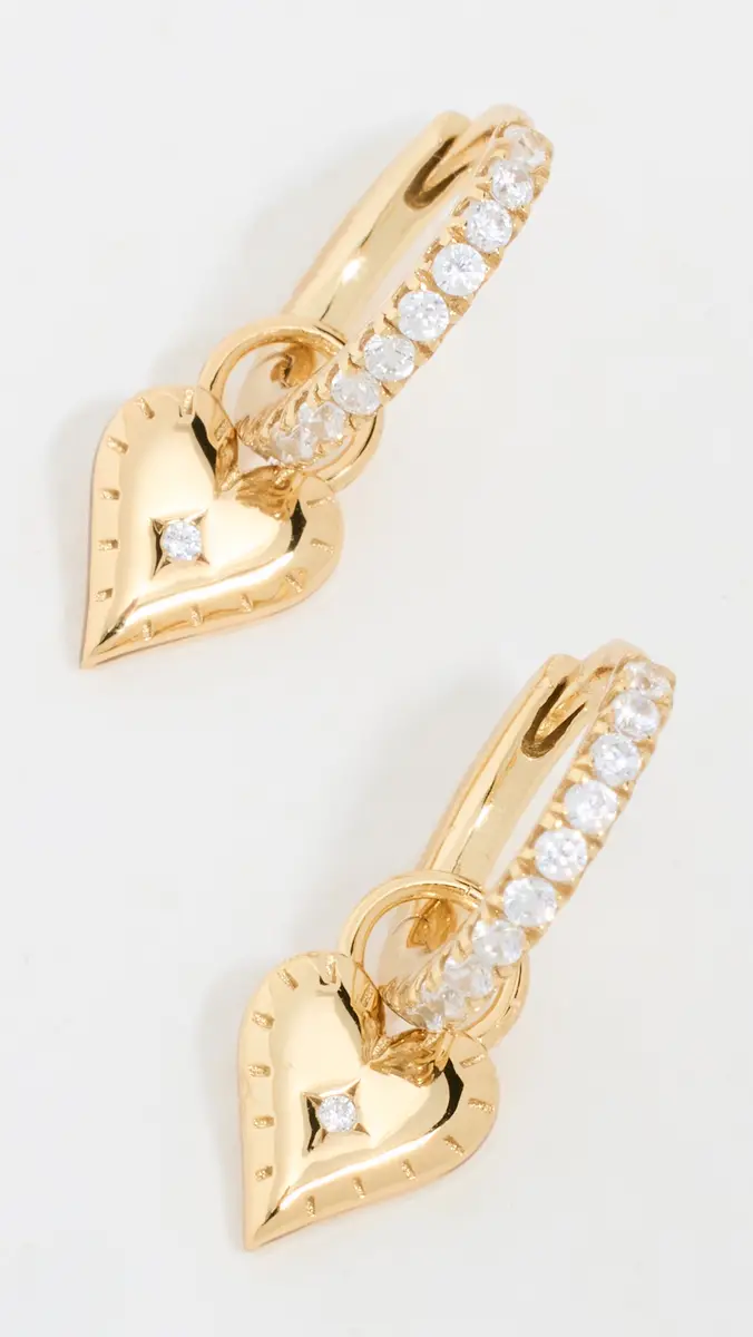 Shashi 14k Heart Charm Huggies | Thumbnail 4 Shashi 14k Heart Charm Huggies | Thumbnail 4