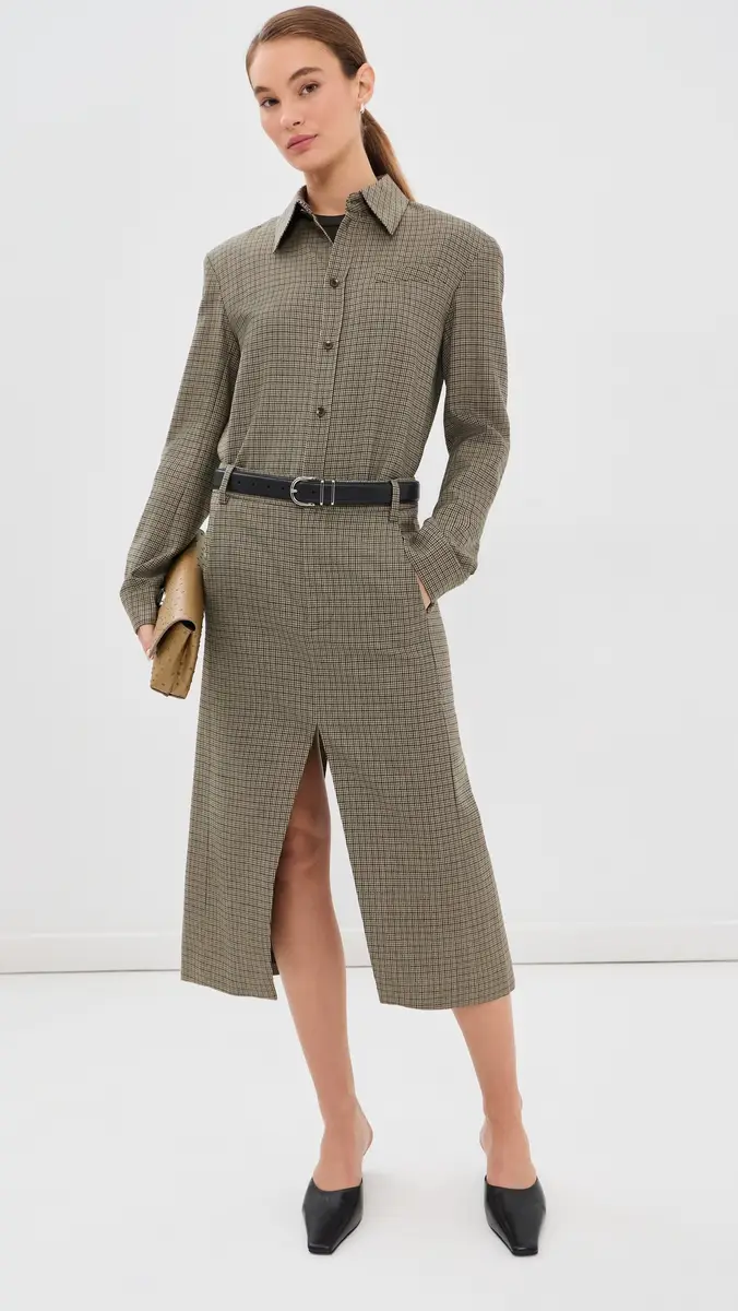 Tibi Thomas Menswear Check Midi Trouser Skirt | Thumbnail 5 Tibi Thomas Menswear Check Midi Trouser Skirt | Thumbnail 5