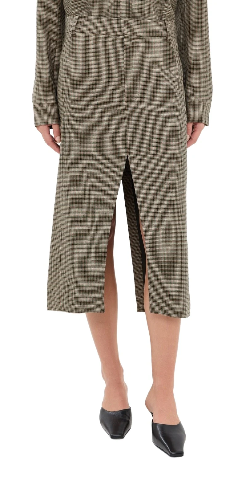 Tibi Thomas Menswear Check Midi Trouser Skirt