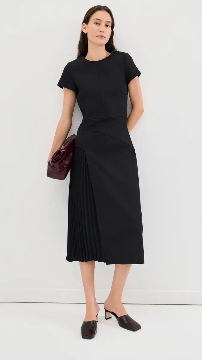 Proenza Schouler Ria Dress in Bonded Wool Black/Mink | Thumbnail 2 Proenza Schouler Ria Dress in Bonded Wool Black/Mink | Thumbnail 2