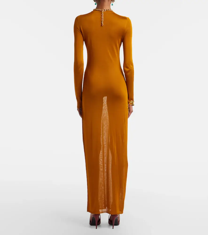 Saint Laurent Knitted semi-sheer maxi dress | Thumbnail 5 Saint Laurent Knitted semi-sheer maxi dress | Thumbnail 5