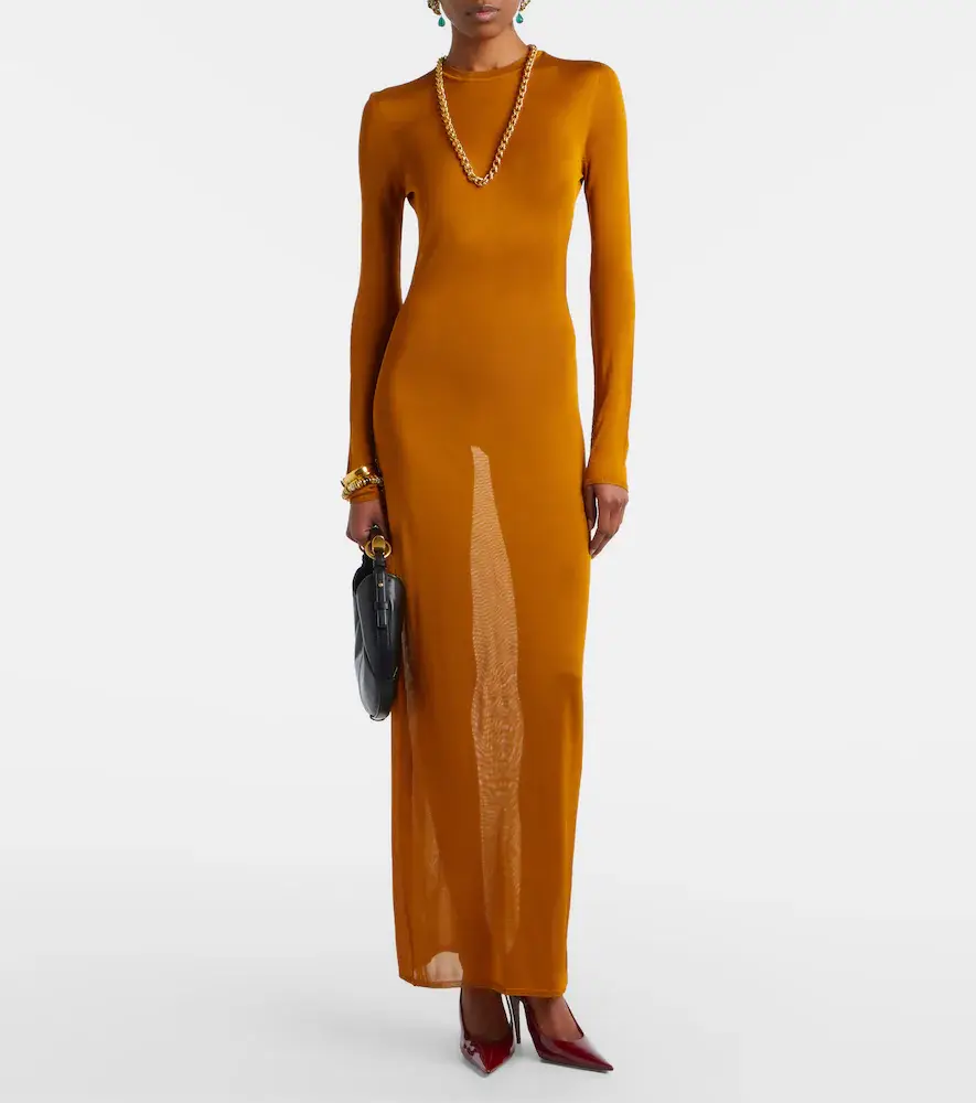 Saint Laurent Knitted semi-sheer maxi dress | Thumbnail 6 Saint Laurent Knitted semi-sheer maxi dress | Thumbnail 6