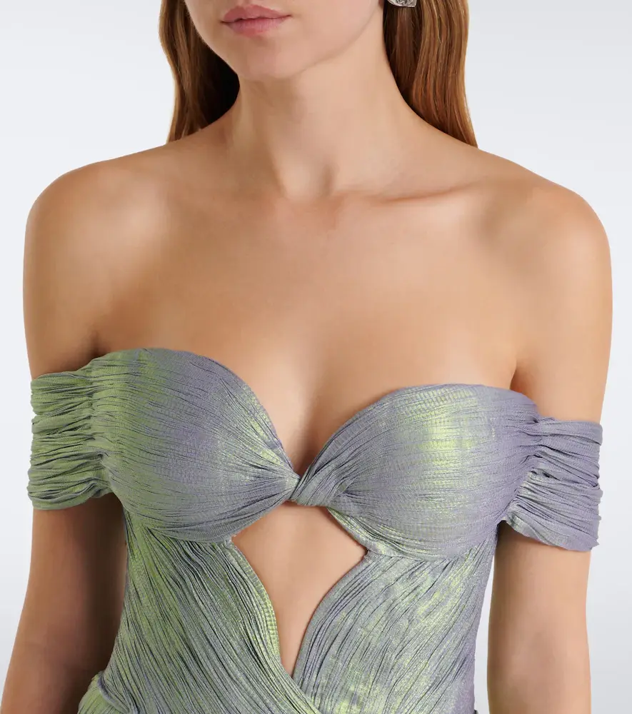 Maria Lucia Hohan Edena pleated off-shoulder silk bustier gown | Thumbnail 3 Maria Lucia Hohan Edena pleated off-shoulder silk bustier gown | Thumbnail 3