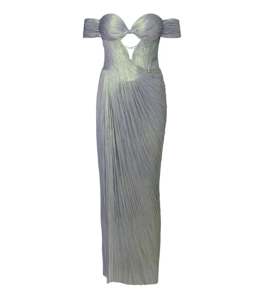 Maria Lucia Hohan Edena pleated off-shoulder silk bustier gown