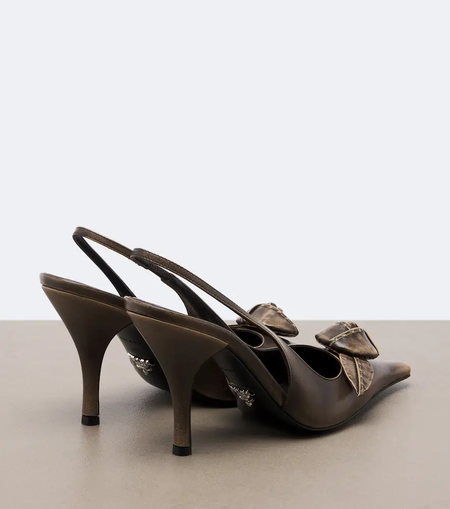 Prada Floral-appliqué leather slingback pumps | Thumbnail 2