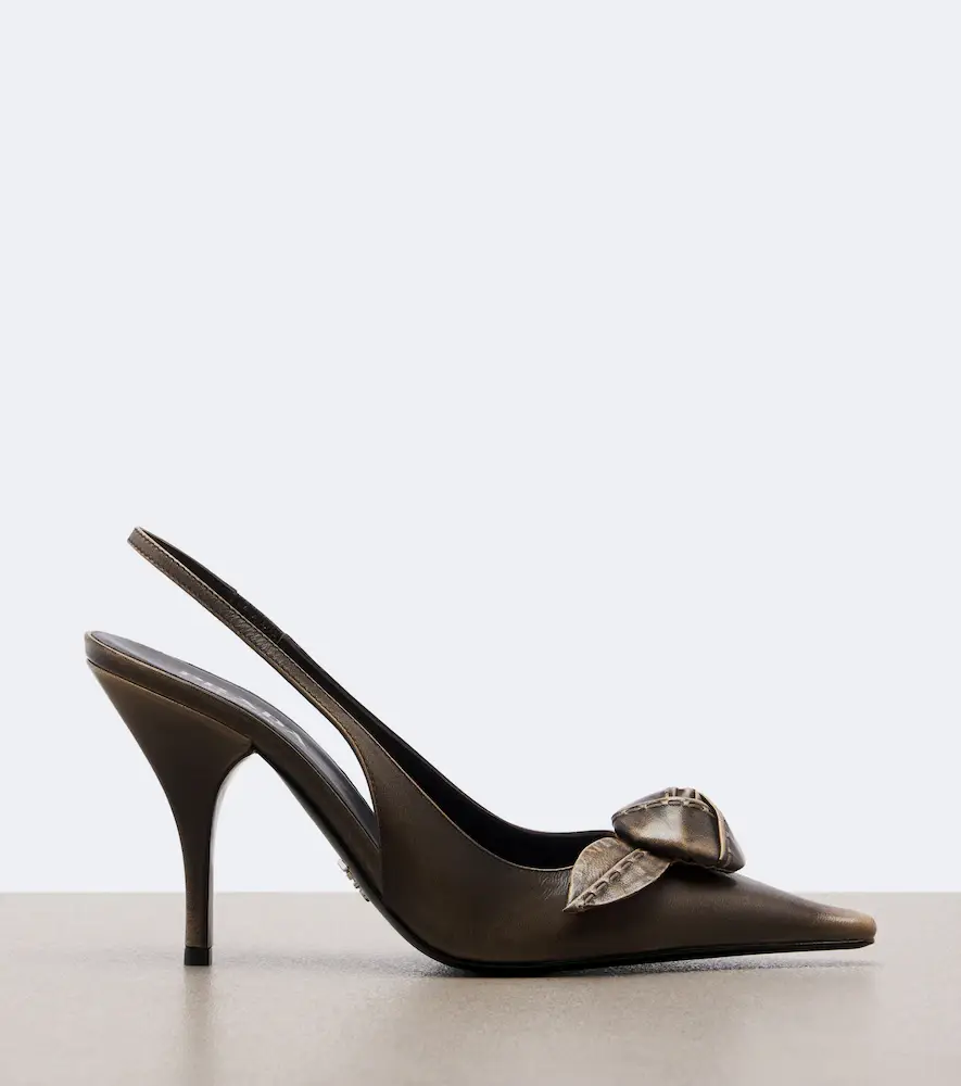 Prada Floral-appliqué leather slingback pumps | Thumbnail 4