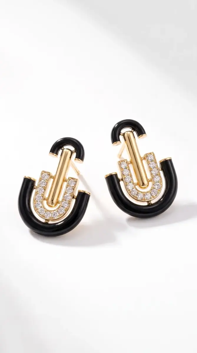 Wish Fine Jewelry 0.57ct Diamond Black Onyx 14K Gold Deco Earrings | Thumbnail 2 Wish Fine Jewelry 0.57ct Diamond Black Onyx 14K Gold Deco Earrings | Thumbnail 2