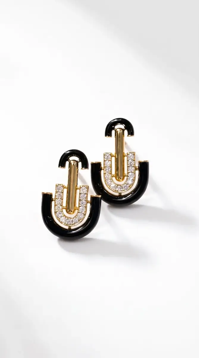 Wish Fine Jewelry 0.57ct Diamond Black Onyx 14K Gold Deco Earrings | Thumbnail 3 Wish Fine Jewelry 0.57ct Diamond Black Onyx 14K Gold Deco Earrings | Thumbnail 3