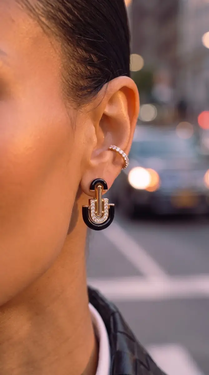Wish Fine Jewelry 0.57ct Diamond Black Onyx 14K Gold Deco Earrings | Thumbnail 5 Wish Fine Jewelry 0.57ct Diamond Black Onyx 14K Gold Deco Earrings | Thumbnail 5