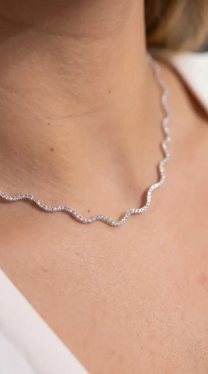 Wish Fine Jewelry 3.00ct Diamond 14K Gold Wave Tennis Necklace | Thumbnail 2 Wish Fine Jewelry 3.00ct Diamond 14K Gold Wave Tennis Necklace | Thumbnail 2