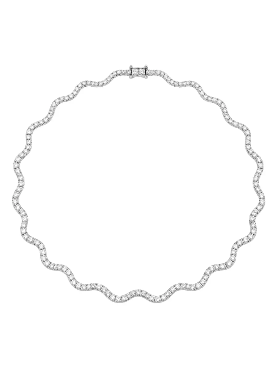 Wish Fine Jewelry 3.00ct Diamond 14K Gold Wave Tennis Necklace