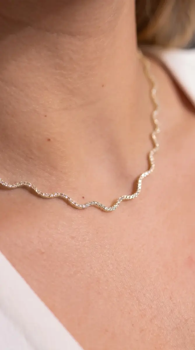 Wish Fine Jewelry 3.00ct Diamond 14K Gold Wave Tennis Necklace | Thumbnail 2 Wish Fine Jewelry 3.00ct Diamond 14K Gold Wave Tennis Necklace | Thumbnail 2