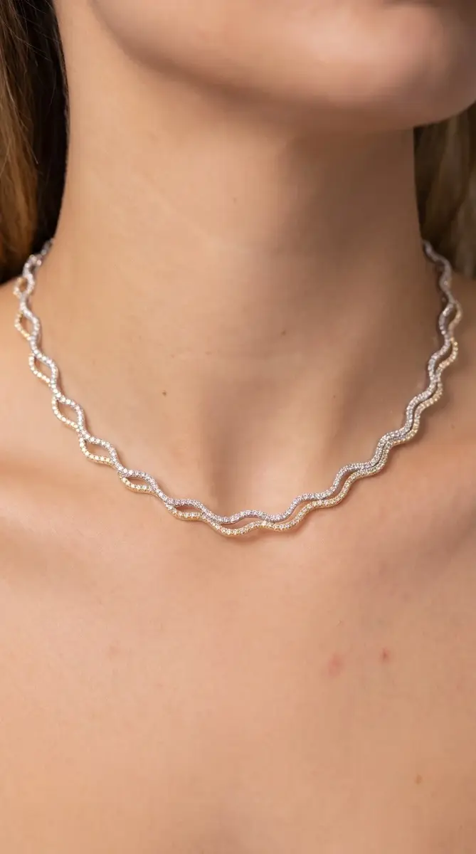 Wish Fine Jewelry 3.00ct Diamond 14K Gold Wave Tennis Necklace | Thumbnail 6 Wish Fine Jewelry 3.00ct Diamond 14K Gold Wave Tennis Necklace | Thumbnail 6