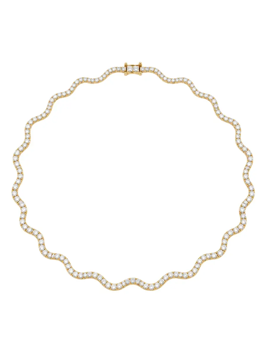 Wish Fine Jewelry 3.00ct Diamond 14K Gold Wave Tennis Necklace