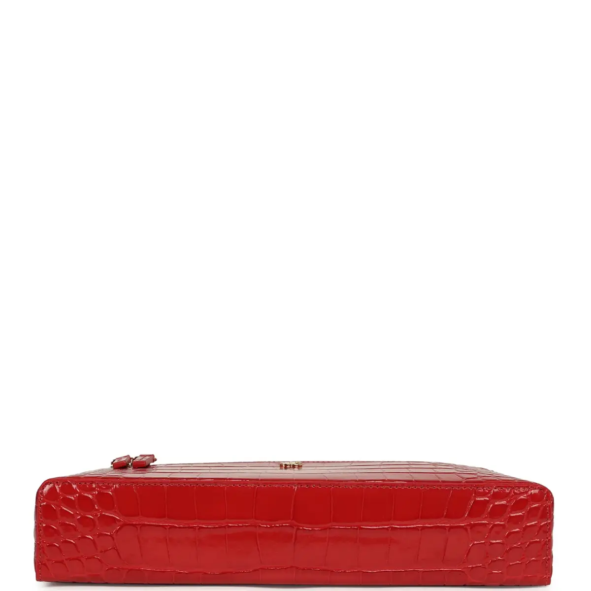 Chanel Chanel Large East West Top Handle Long Vanity Case with Chain Dark Red Croc Embossed Calfskin Gold Hardware | Thumbnail 6