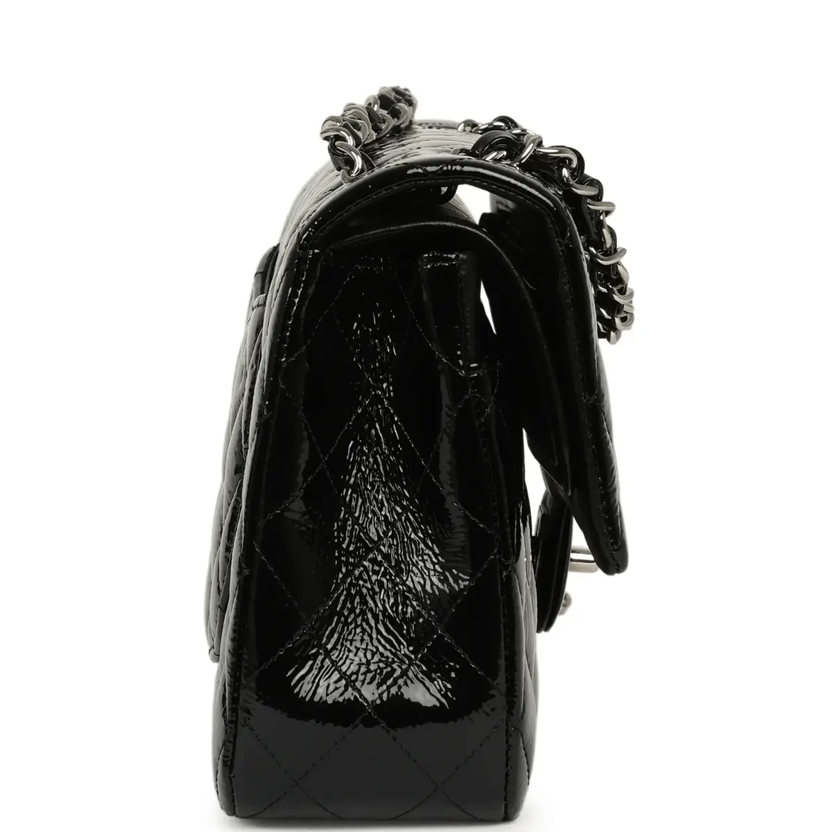 Chanel Chanel Medium Classic Double Flap Bag Black Patent Silver Hardware | Thumbnail 3 Chanel Chanel Medium Classic Double Flap Bag Black Patent Silver Hardware | Thumbnail 3
