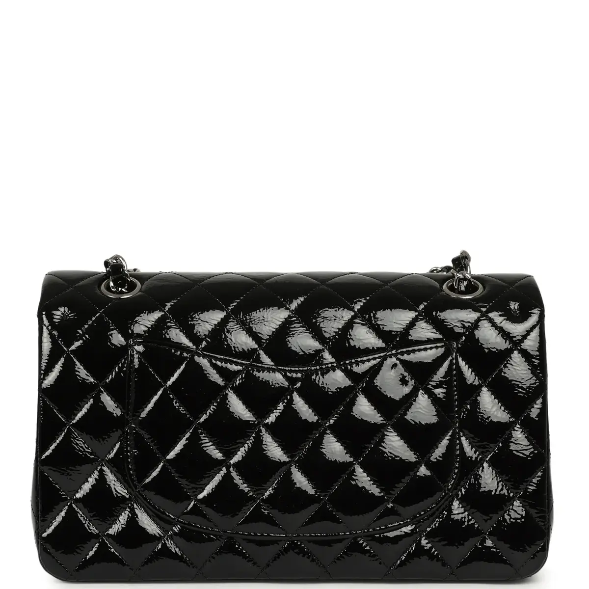 Chanel Chanel Medium Classic Double Flap Bag Black Patent Silver Hardware | Thumbnail 4 Chanel Chanel Medium Classic Double Flap Bag Black Patent Silver Hardware | Thumbnail 4