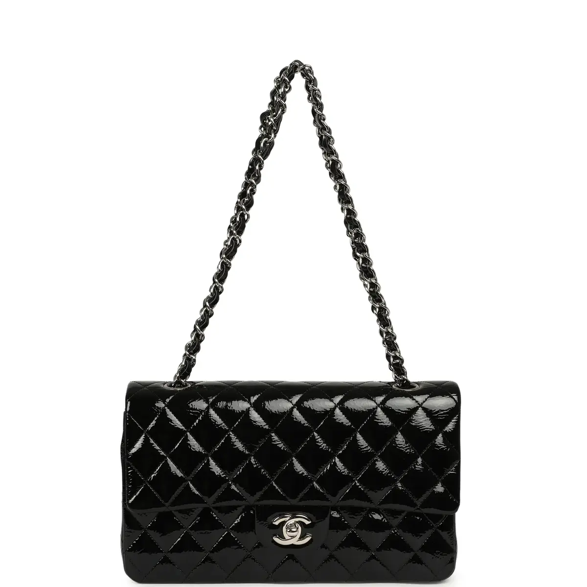 Chanel Chanel Medium Classic Double Flap Bag Black Patent Silver Hardware | Thumbnail 7 Chanel Chanel Medium Classic Double Flap Bag Black Patent Silver Hardware | Thumbnail 7