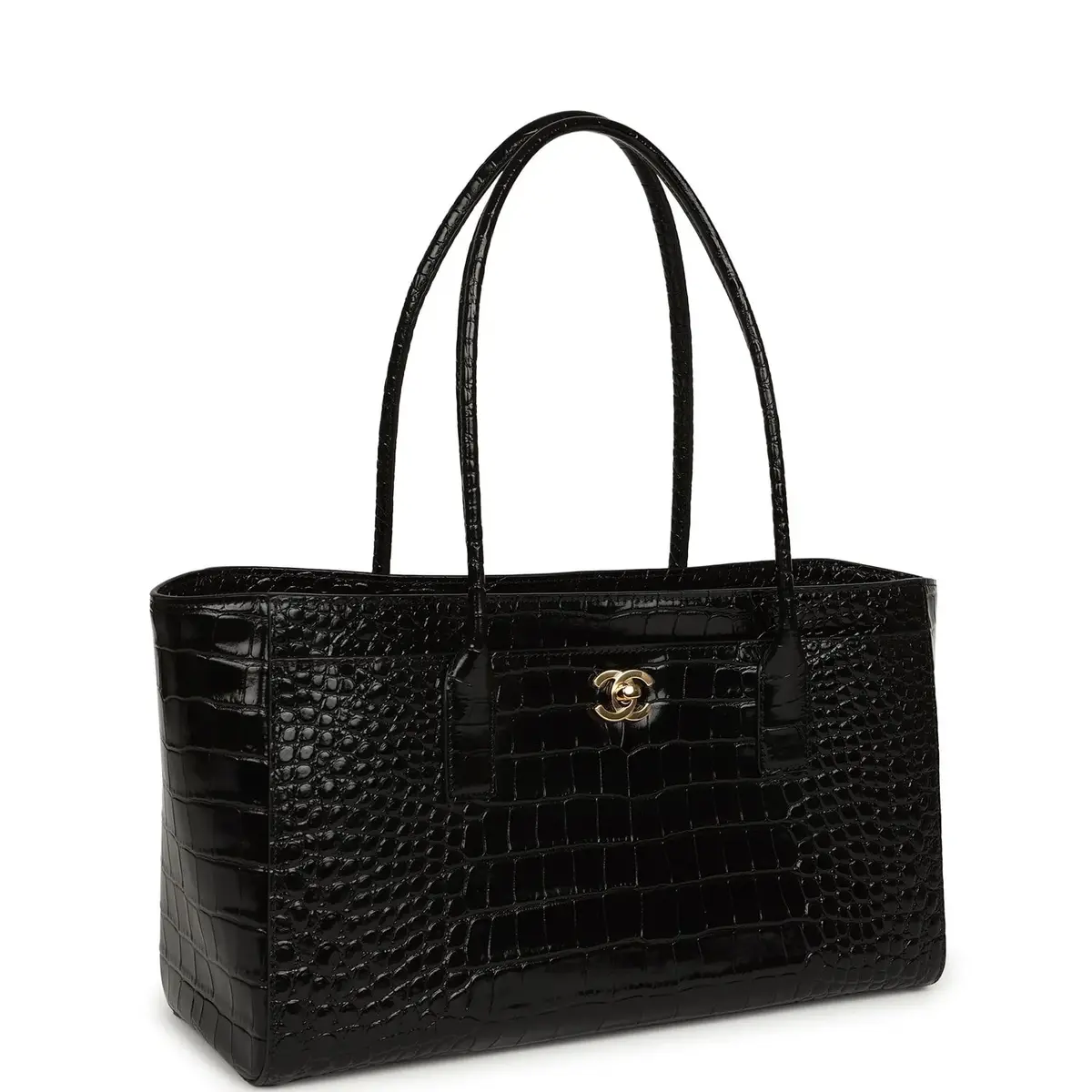 Chanel Chanel Small Cerf Shopping Bag Black Croc Embossed Calfskin Gold Hardware | Thumbnail 2 Chanel Chanel Small Cerf Shopping Bag Black Croc Embossed Calfskin Gold Hardware | Thumbnail 2